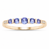 0.34 Ct Round Violet Tanzanite Diamond Pave 10K Gold Five Stone Graduated Ring