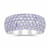 2.07 Ct Round Violet Tanzanite Prong Silver Pave Multi-Row Band Cluster Ring