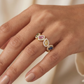 IGI Certified 0.40 Ct Multi Color Unheated Sapphire and Diamond 14K Yellow Gold Engagement Halo Ring by Fine Color Jewels