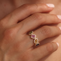 IGI Certified 0.40 Ct Multi Color Unheated Sapphire and Diamond 14K Yellow Gold Engagement Halo Ring by Fine Color Jewels