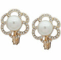 Anne Klein Pearl Gold Tone Pearl Comfort Clip Pav © Button Earrings by Vanessa Jane