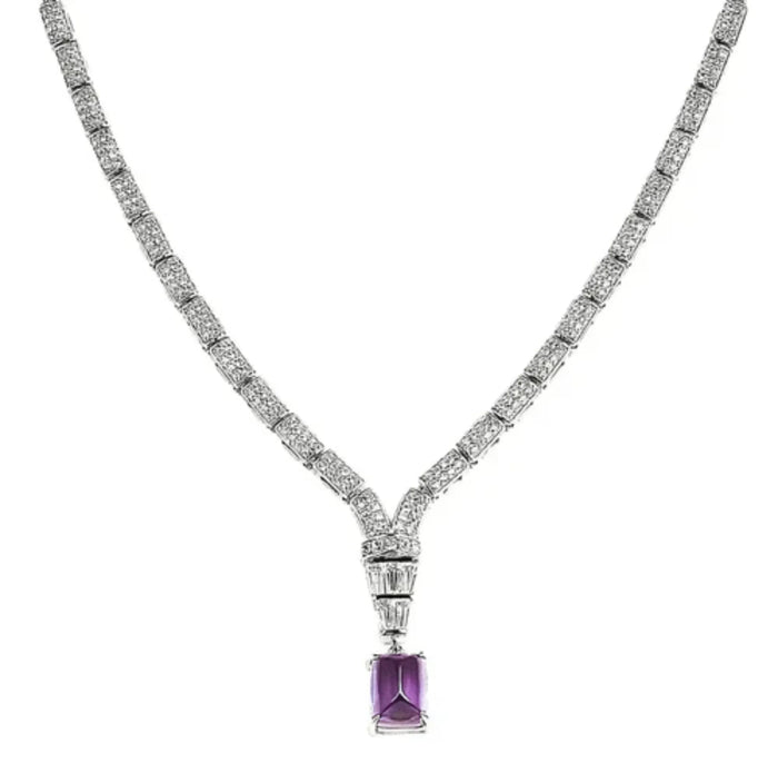 Natural Amethyst Art Deco Necklace by Fine Color Jewels