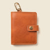 Leather Bifold Wallet with Snap & Key Ring - Natural