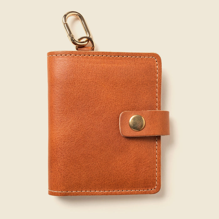 Leather Bifold Wallet with Snap & Key Ring - Natural by CASUPO