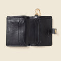 Leather Bifold Wallet with Snap & Key Ring - Black by CASUPO
