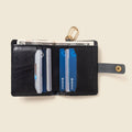 Leather Bifold Wallet with Snap & Key Ring - Black by CASUPO