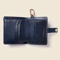 Leather Bifold Wallet with Snap & Key Ring - Navy by CASUPO