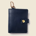 Leather Bifold Wallet with Snap & Key Ring - Navy by CASUPO