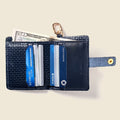 Leather Bifold Wallet with Snap & Key Ring - Navy Limited Edition by CASUPO