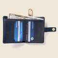 Leather Bifold Wallet with Snap & Key Ring - Navy by CASUPO