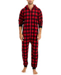 Family Pajamas Mens Matching 1-Piece Red Check Printed Pajamas by Vanessa Jane