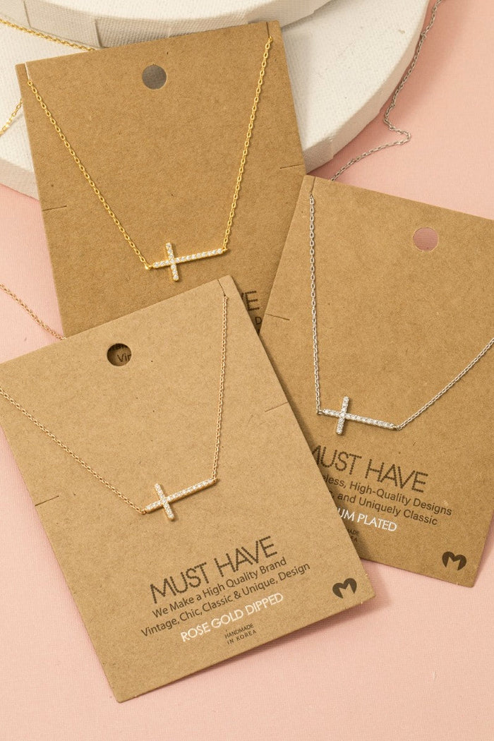 Cross Jewel Pendant Necklace by Boutique 23