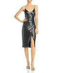 Black Halo Womens Metallic V-Neck Cocktail Dress by Vanessa Jane