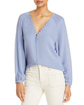 Joie Womens Shariana Button Loop Silk Blouse - Blue - Size XXS by Vanessa Jane