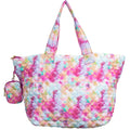 Large Quilted Nylon Zip-Top Tote Bag – Lightweight Travel & Beach Carryall by MiamiLeathers.com