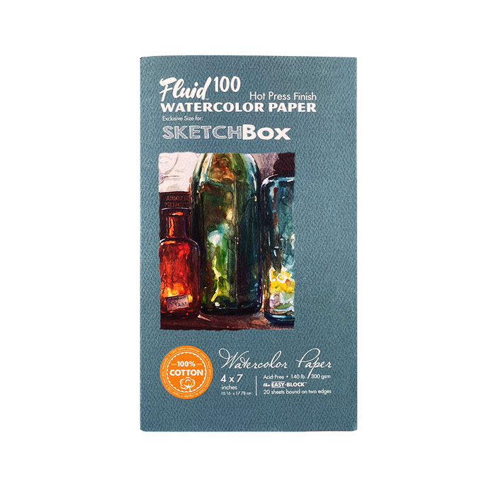 Fluid 100 Cotton Hot Press 4x7-20 sheets SketchBox Exclusive by ShopSketchBox