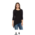Foxcroft Womens Long Sleeve Asymmetrical Pullover Knit, Black, L by Vanessa Jane