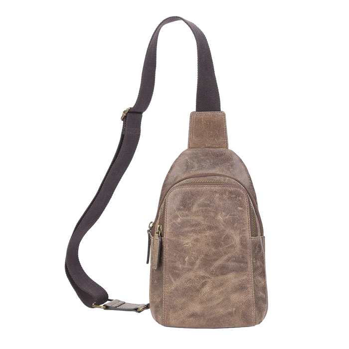 Crazy Horse Leather Compact Sling Bag for Men by MiamiLeathers.com