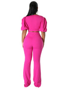 Two Piece Cropped Top Palazzo Pants Set by The House of Stylez