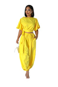 Ruffle Short Sleeve Crop Top & Jogger Pants Set by The House of Stylez