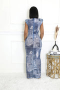 Maxi Denim Illusion Print Dress {See-Thru} by The House of Stylez