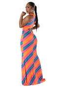 Mock Neck Multicolor Maxi Dress by The House of Stylez