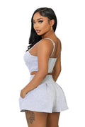 Cropped Tank Top Shorts Set Heather Gray by The House of Stylez