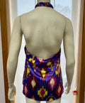 The Limited~Purple Sleeveless Blouse~Ruffled Neck~Open Back~Size L by Vanessa Jane