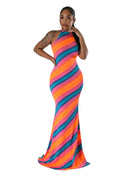 Mock Neck Multicolor Maxi Dress by The House of Stylez