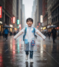 Ozznek Kids Clear Waterproof Raincoat – Transparent Backpack-Friendly Rain Jacket with Hood & Visor by ozznekshoes