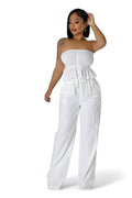 Two Piece Elastic Peplum Top & Pants Set by The House of Stylez