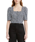 Levis Womens Ruffled Crop-Hem Elbow-Puff-Sleeves Printed Blouse by Vanessa Jane