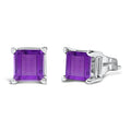 14K White Gold 5x5MM Princess Cut Purple Amethyst Solitaire Stud Earrings by Bids.com