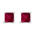 14K White Gold 5x5MM Princess Cut Purple Amethyst Solitaire Stud Earrings by Bids.com