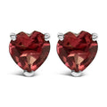 14K White Gold 5MM Heart Cut Purple Amethyst Solitaire Stud Earrings by Bids.com
