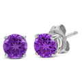 14K White Gold 5X5MM Round Purple Amethyst Solitaire Stud Earrings by Bids.com