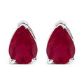 14K White Gold 6x4MM Pear Shaped Purple Amethyst Solitaire Stud Earrings by Bids.com