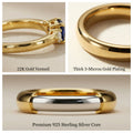 0.70 Ct Round Green Emerald Prong 22K Gold Vermeil Cushion Statement Ring by Fine Color Jewels