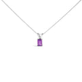 14K White Gold 6x4MM Emerald Cut Purple Amethyst Solitaire Pendant Necklace by Bids.com
