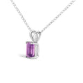 14K White Gold 6x4MM Emerald Cut Purple Amethyst Solitaire Pendant Necklace by Bids.com