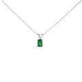 14K White Gold 6x4MM Emerald Cut Purple Amethyst Solitaire Pendant Necklace by Bids.com
