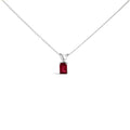 14K White Gold 6x4MM Emerald Cut Purple Amethyst Solitaire Pendant Necklace by Bids.com