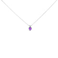 14K White Gold 5X5 MM Heart Shaped Purple Amethyst Solitaire Pendant Necklace by Bids.com