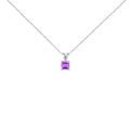 14K White Gold 5x5 MM Square Shaped Purple Amethyst Solitaire Pendant Necklace by Bids.com
