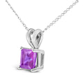 14K White Gold 5x5 MM Square Shaped Purple Amethyst Solitaire Pendant Necklace by Bids.com