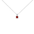 14K White Gold 5x5 MM Square Shaped Purple Amethyst Solitaire Pendant Necklace by Bids.com