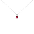 14K White Gold 5x5 MM Square Shaped Purple Amethyst Solitaire Pendant Necklace by Bids.com