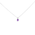 14K White Gold 6x4MM Oval Shaped Purple Amethyst Solitaire Pendant Necklace by Bids.com