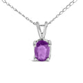 14K White Gold 6x4MM Oval Shaped Purple Amethyst Solitaire Pendant Necklace by Bids.com