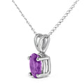 14K White Gold 6x4MM Oval Shaped Purple Amethyst Solitaire Pendant Necklace by Bids.com